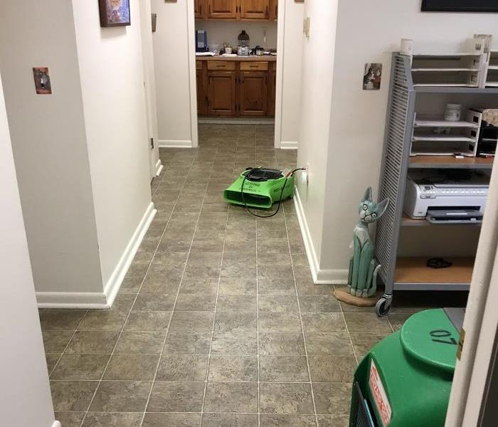 Hallway at Vet Office showing SERVPRO drying equipment