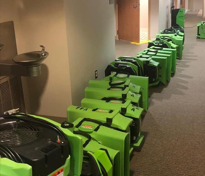 Photo of SERVPRO equipment lined up for a new job