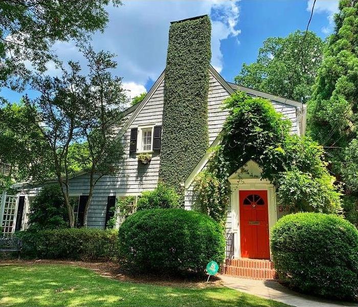 House with ivy covered chimney