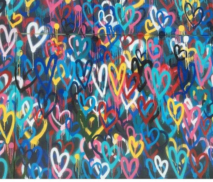 Colorful heart shaped graffiti