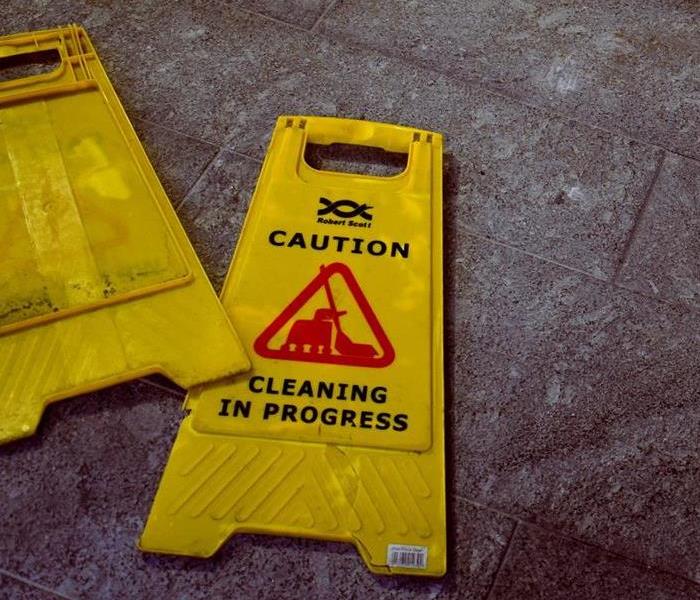 Photo of hazardous area cleaning signs