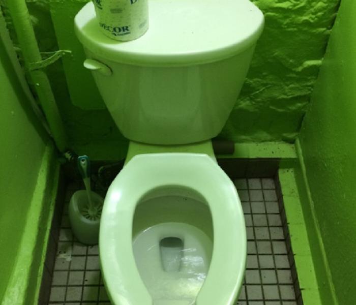 Green hued bathroom